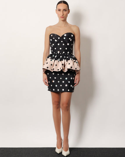 Falena Dots taffeta' bustier dress