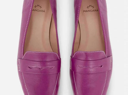 Cipó Beige Leder-Loafer mit eckiger Spitze – Flach
