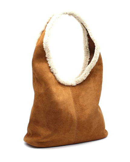 BIG cuddly shopper fur bag with cow pattern and firm handle in 3 colors 