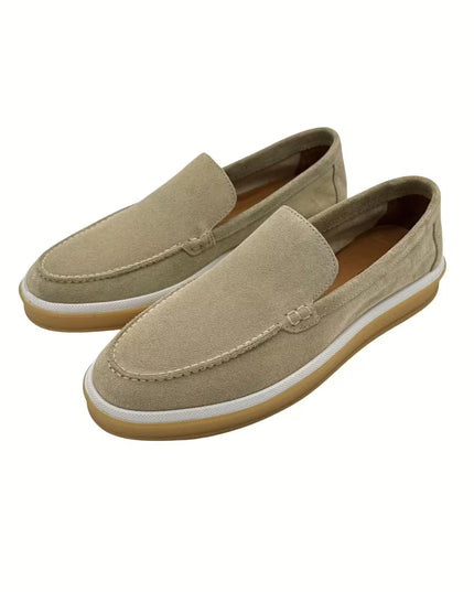 HOLLERT | Loafer aus Kalbsveloursleder | Beige | Herren