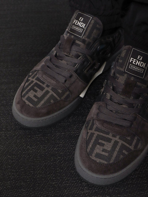 Fendi Match sneakers in FF jacquard fabric and suede