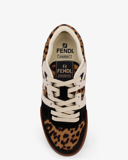 Fendi Match suede and pony skin low-top sneakers