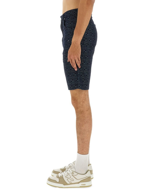 FF JACQUARD DENIM SHORTS