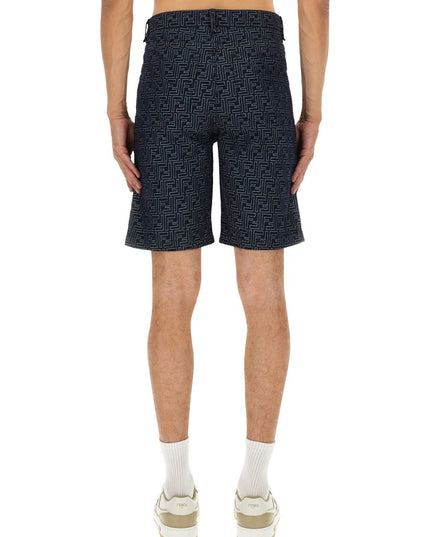FF JACQUARD DENIM SHORTS