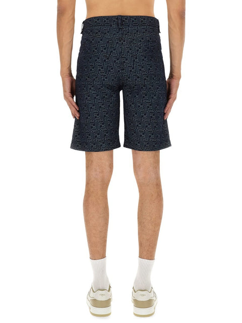 FF JACQUARD DENIM SHORTS