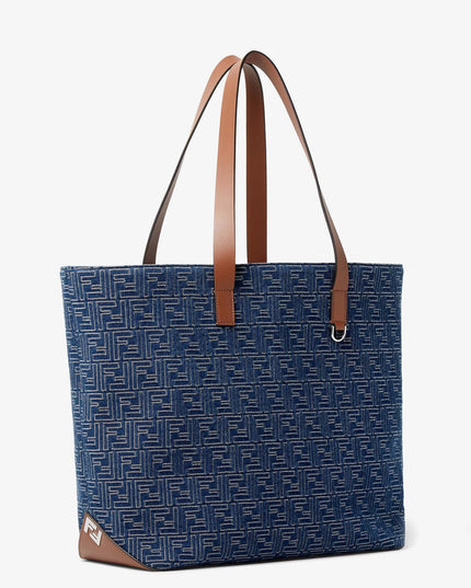 FF Jacquard tote bag with denim effect