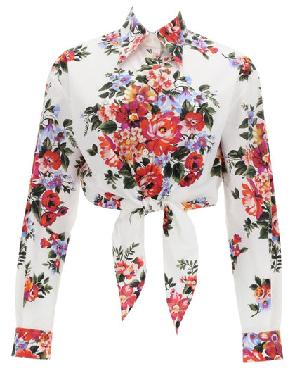 FLORAL PRINT CROP SHIRT