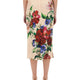 FLOWER PRINT SATIN MIDI PENCIL SKIRT
