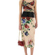 FLOWER PRINT SATIN MIDI PENCIL SKIRT