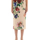 FLOWER PRINT SATIN MIDI PENCIL SKIRT