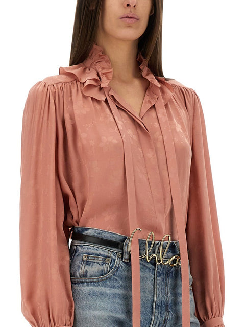 FLUID SILK JACQUARD BLOUSE