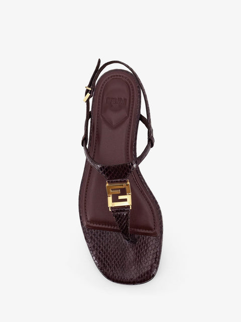 Fold leather sandals with reptile effect