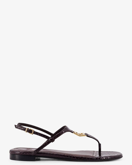 Fold leather sandals with reptile effect