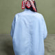 Oversize 3/4-Ärmel-Popeline-Hemd mit Knopfdetail blue