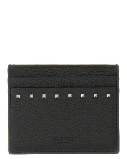 GARNET CALFSKIN "ROCKSTUD" CARD HOLDER