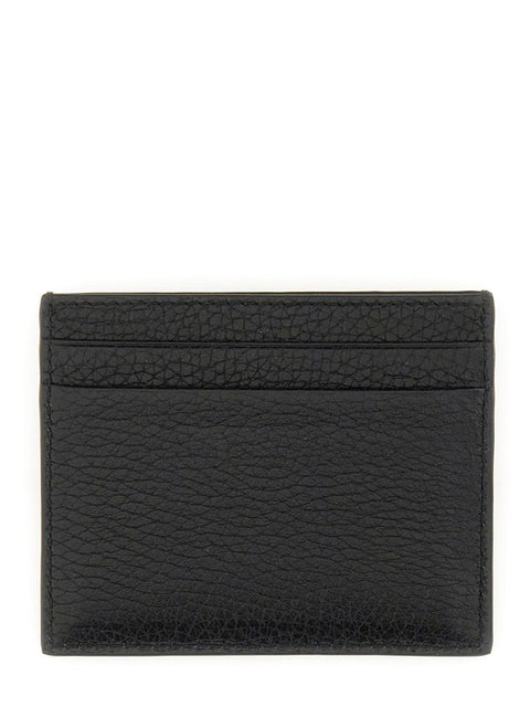 GARNET CALFSKIN "ROCKSTUD" CARD HOLDER