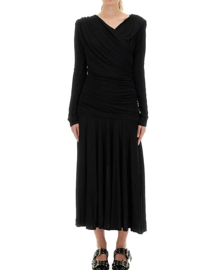 GATHERED MIDI DRESS