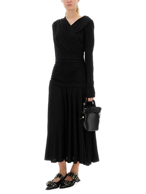 GATHERED MIDI DRESS