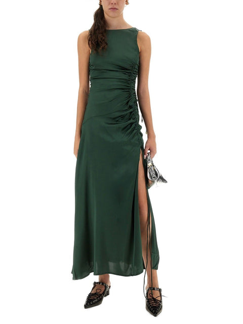 GATHERED SATIN DRESS