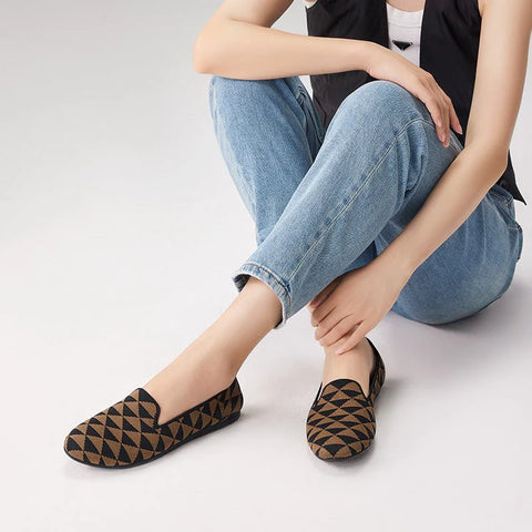 Geometrische Slip-On Loafers mit weicher Sohle – Damen Pendler-Schuhe