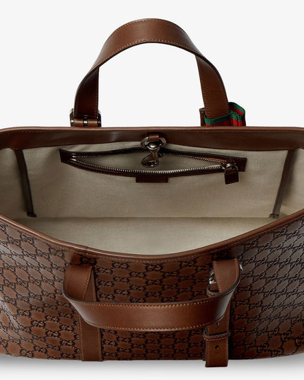 GG Emblem leather shopping bag