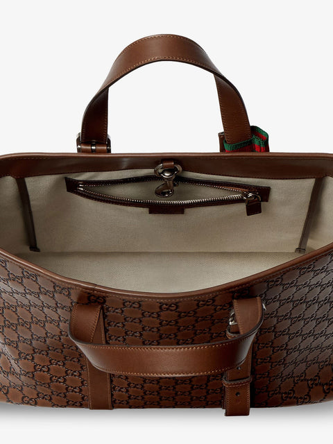 GG Emblem leather shopping bag
