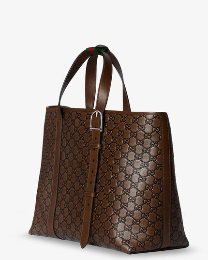 GG Emblem leather shopping bag