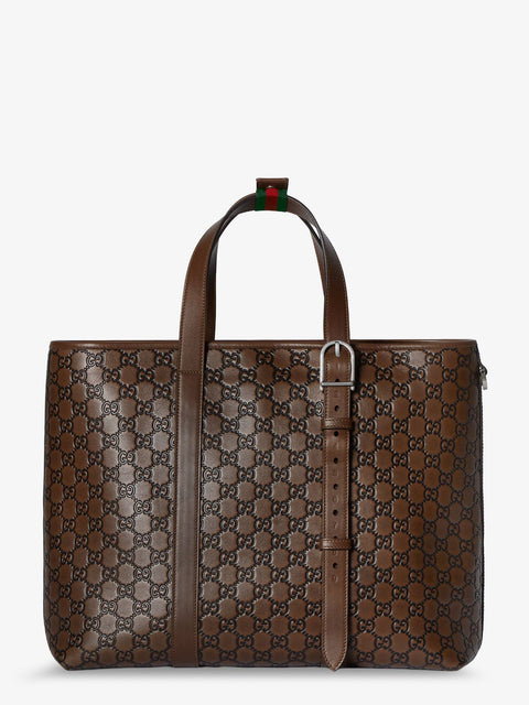GG Emblem leather shopping bag