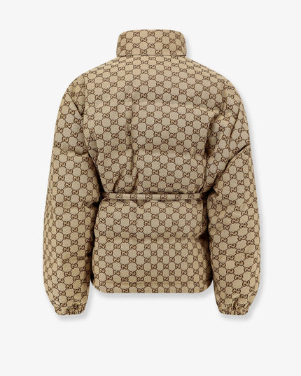 GG Fabric padded jacket with belt