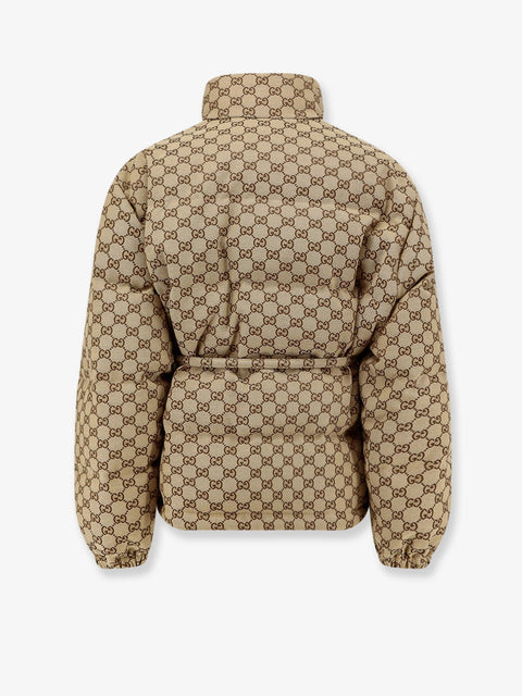 GG Fabric padded jacket with belt