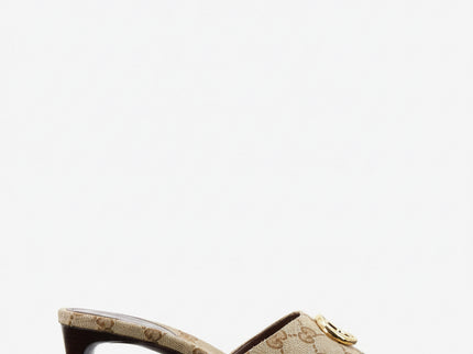 Gucci GG Sandalen – GG-Stoff mit Metall-Logo | Beige | Damen