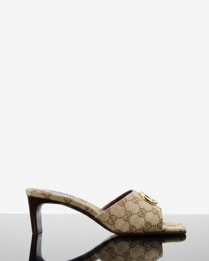 Gucci GG Sandalen – GG-Stoff mit Metall-Logo | Beige | Damen