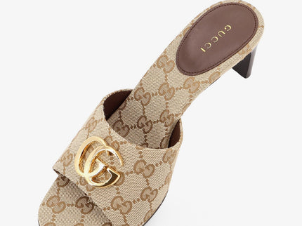 Gucci GG Sandalen – GG-Stoff mit Metall-Logo | Beige | Damen