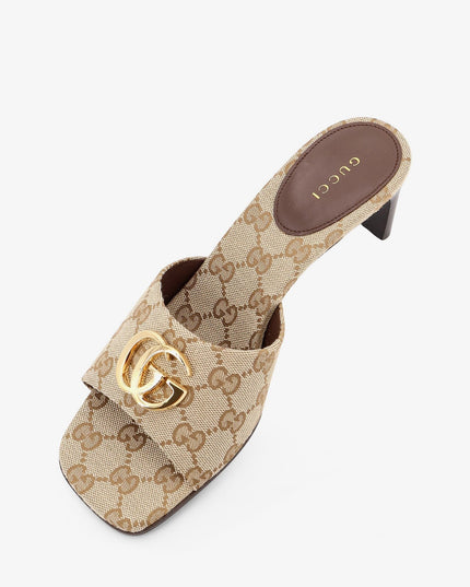 Gucci GG Sandalen – GG-Stoff mit Metall-Logo | Beige | Damen