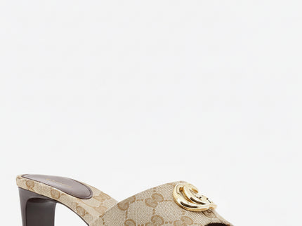 Gucci GG Sandalen – GG-Stoff mit Metall-Logo | Beige | Damen