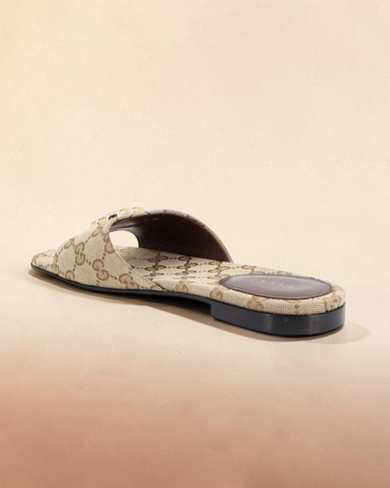 GUCCI GG Denim Sandalen mit metallenem Horsebit