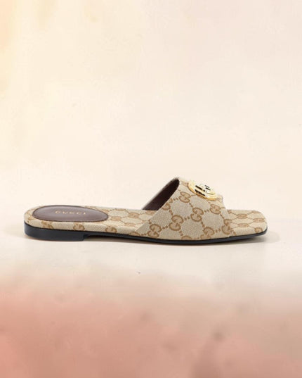 GUCCI GG Denim Sandalen mit metallenem Horsebit