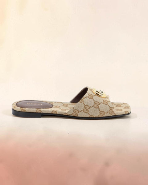 GUCCI GG Denim Sandalen mit metallenem Horsebit