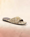 GUCCI GG Denim Sandalen mit metallenem Horsebit
