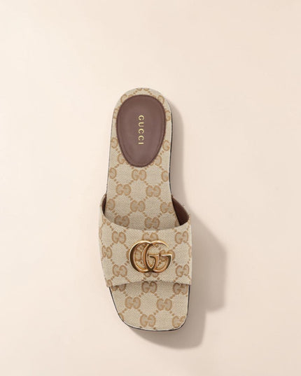 GUCCI GG Denim Sandalen mit metallenem Horsebit