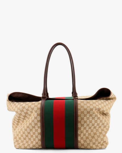 GG fabric travel bag with Web detail on the front