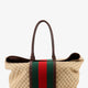 GG fabric travel bag with Web detail on the front