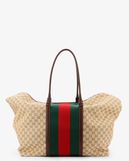 GG fabric travel bag with Web detail on the front
