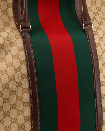 GG fabric travel bag with Web detail on the front