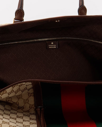 GG fabric travel bag with Web detail on the front