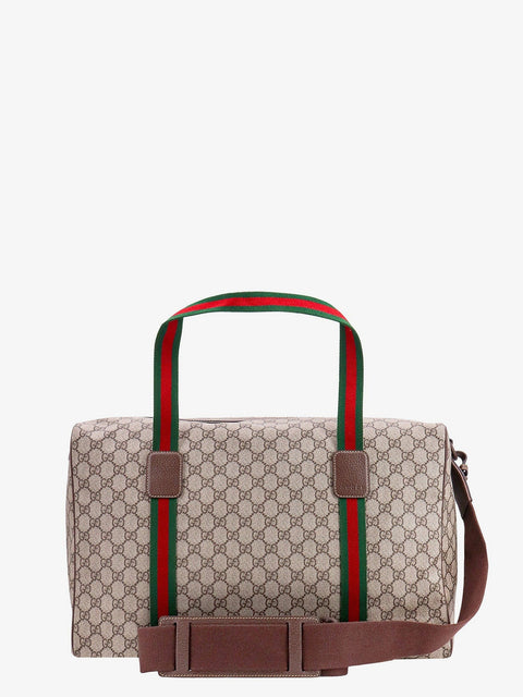 GG Supreme Fabric and leather travel bag with Web detail