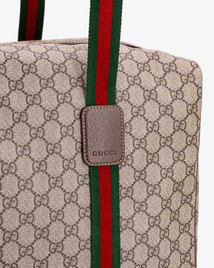 GG Supreme Fabric and leather travel bag with Web detail