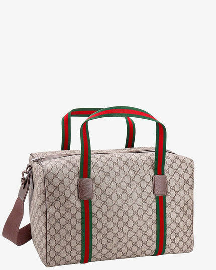 GG Supreme Fabric and leather travel bag with Web detail