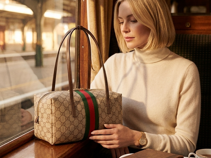 Gucci Melrose Schultertasche GG Fabric – Beige