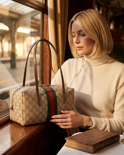 Gucci Melrose Schultertasche GG Fabric – Beige